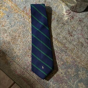 100% Pure Silk Ralph Lauren Blue and Green Diagonal Stripe Tie $24